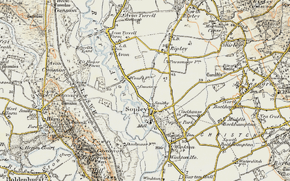 Old map of Sopley in 1897-1909