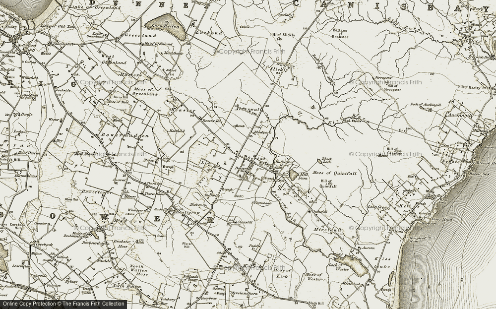 Old Map of Historic Map covering Barrock Ho in 1911-1912