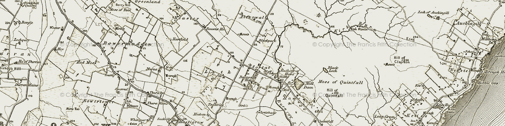 Old map of Barrock Ho in 1911-1912