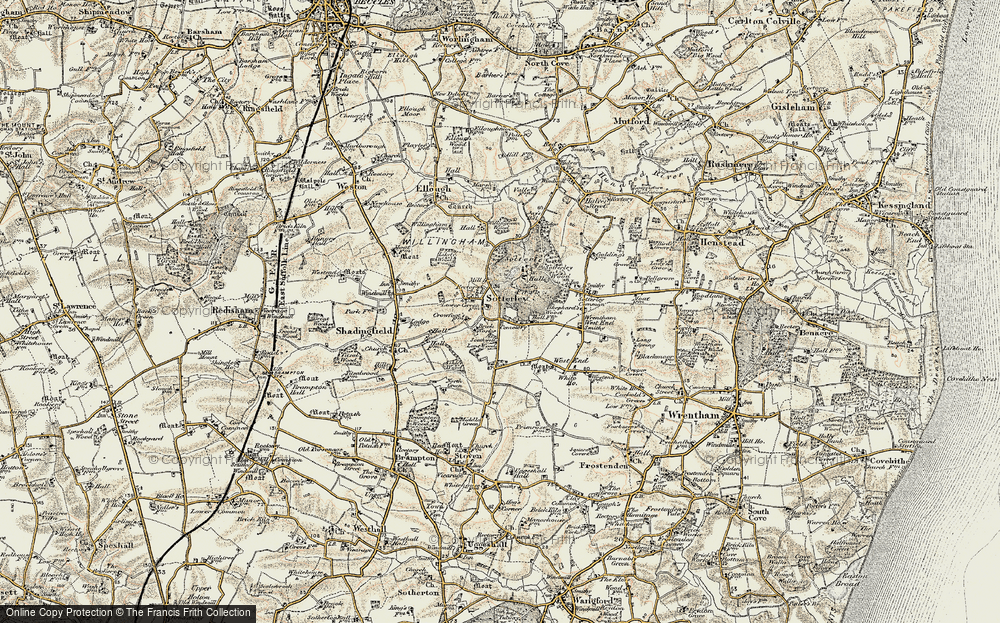 Old Map of Sotterley, 1901-1902 in 1901-1902