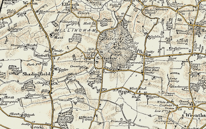 Old map of Sotterley in 1901-1902