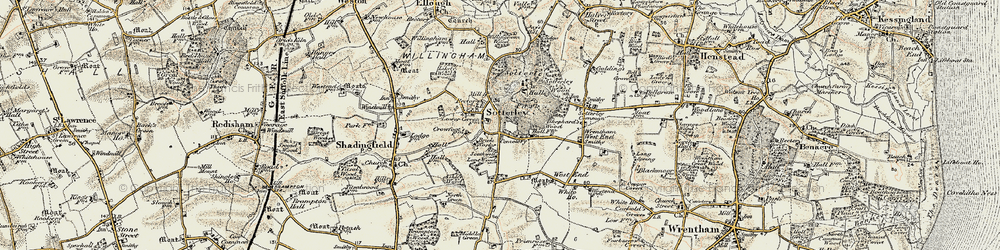 Old map of Sotterley in 1901-1902