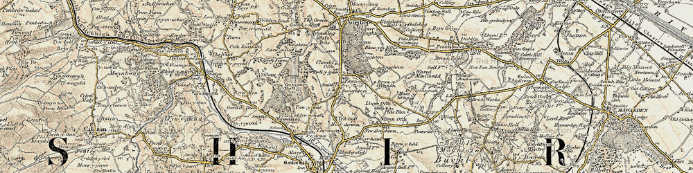 Old map of Soughton in 1902-1903
