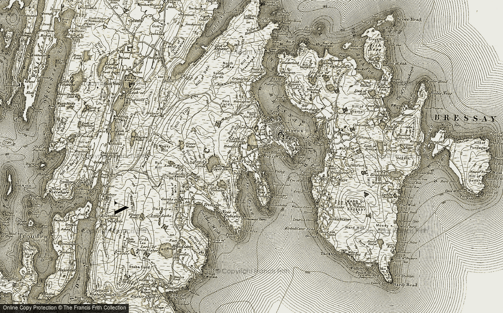 Old Map of Historic Map covering Munger Skerries in 1911-1912