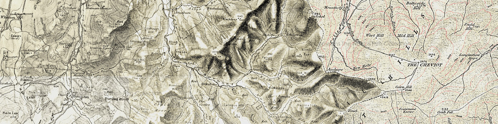 Old map of Auchope in 1901-1904