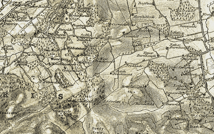 Old map of Bruntyairds Wood in 1908-1909