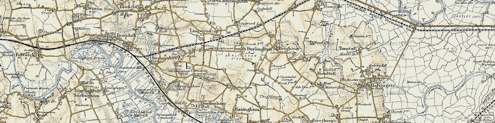 Old map of South Burlingham in 1901-1902