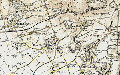 Old map of South Cave in 1903-1908