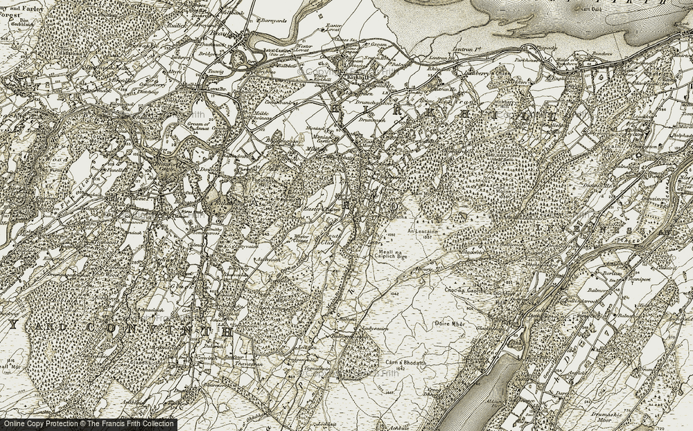 Old Map of Historic Map covering Allt a' Choilich in 1908-1912