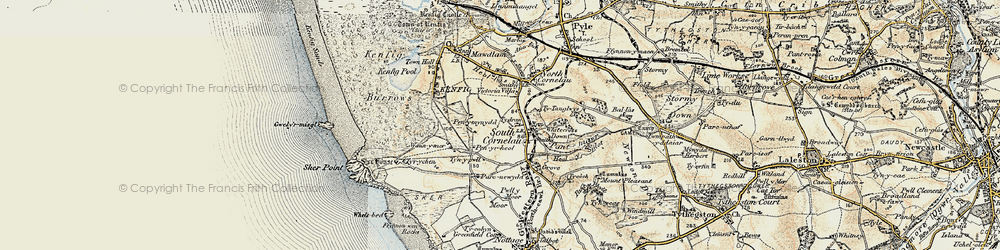 Old map of South Cornelly in 1900-1901