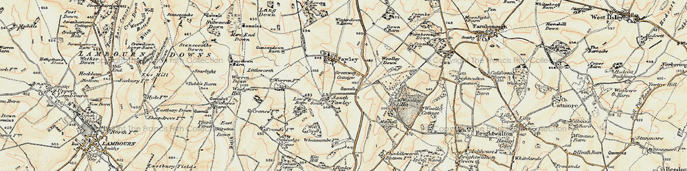 Old map of Whatcombe in 1897-1900