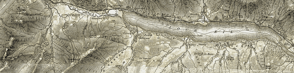 Old map of Allt a' Mhullaich in 1906-1908
