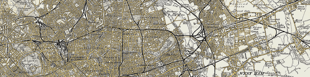 Old map of South Hackney in 1897-1902