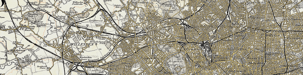 Old map of South Hampstead in 1897-1909