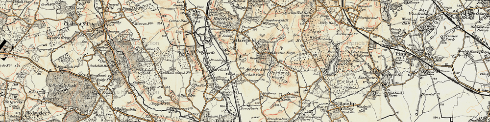 Old map of South Harefield in 1897-1898