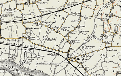 Old map of South Hornchurch in 1897-1898