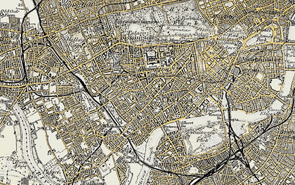 Old map of South Kensington in 1897-1909
