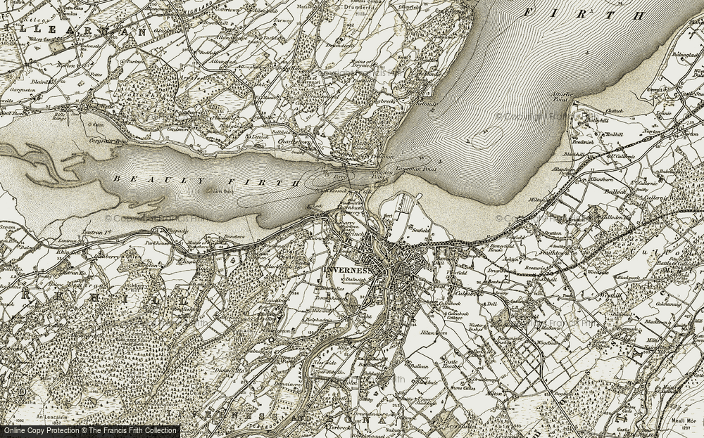 Old Map of South Kessock, 1911-1912 in 1911-1912