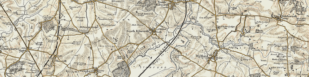 Old map of South Kilworth in 1901-1902