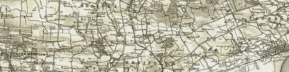 Old map of Kingennie House in 1907-1908