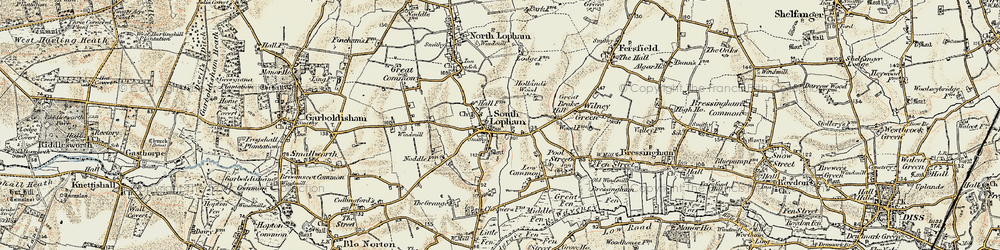 Old map of South Lopham in 1901