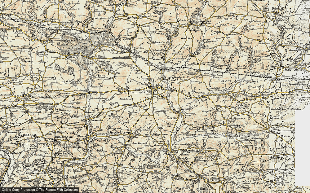 OLD ORDNANCE SURVEY MAP BARNSTAPLE SOUTH MOLTON EXMOOR WEST 1897 DEVON 