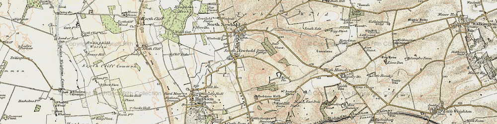 Old map of South Newbald in 1903-1908