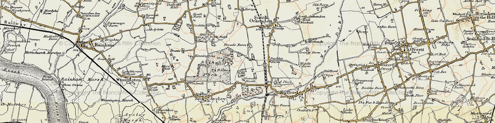 Old map of Belhus Park in 1897-1898