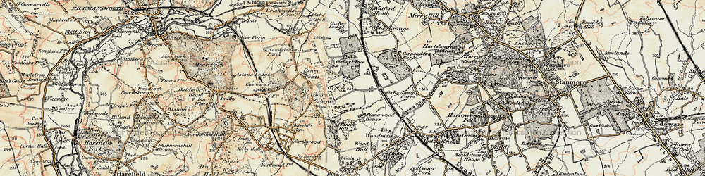 Old map of South Oxhey in 1897-1898