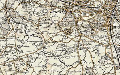 Old map of Bury's Court School in 1898-1909