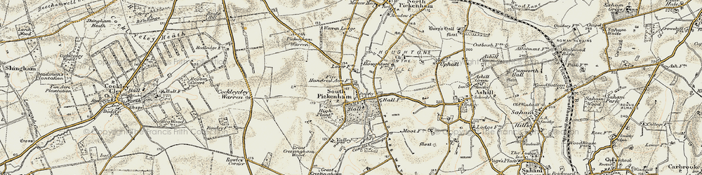 Old map of South Pickenham in 1901-1902