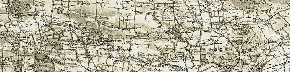 Old map of Barns of Wedderburn in 1907-1908