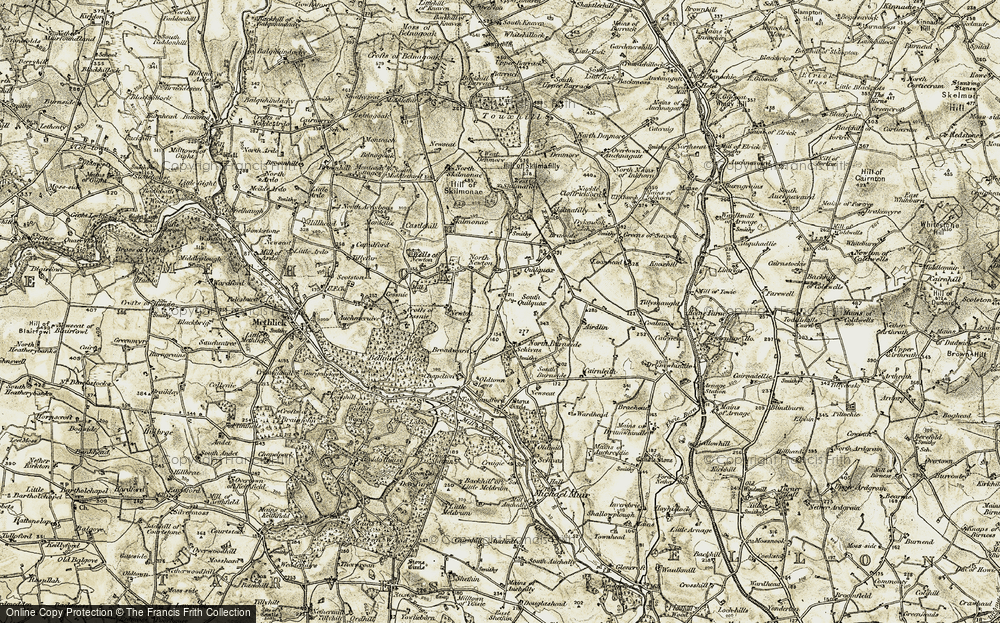 Old Map of Historic Map covering Bellmuir in 1909-1910