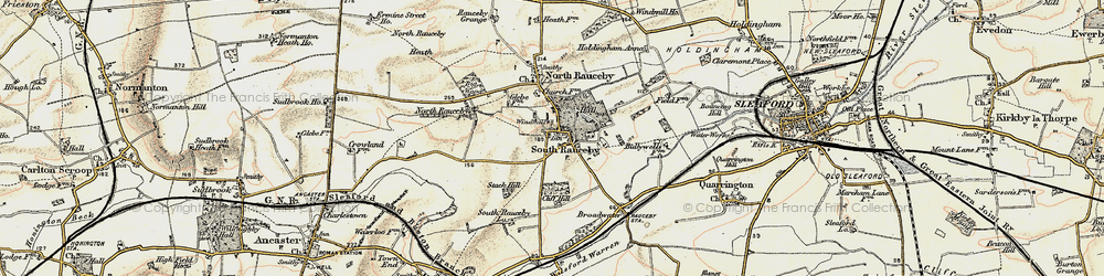 Old map of South Rauceby in 1902-1903