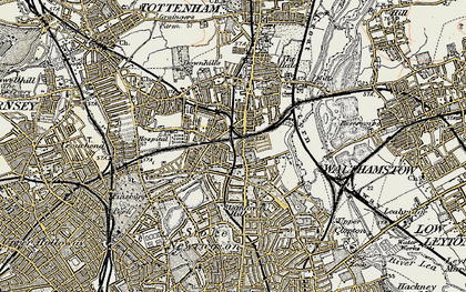 Old map of South Tottenham in 1897-1898