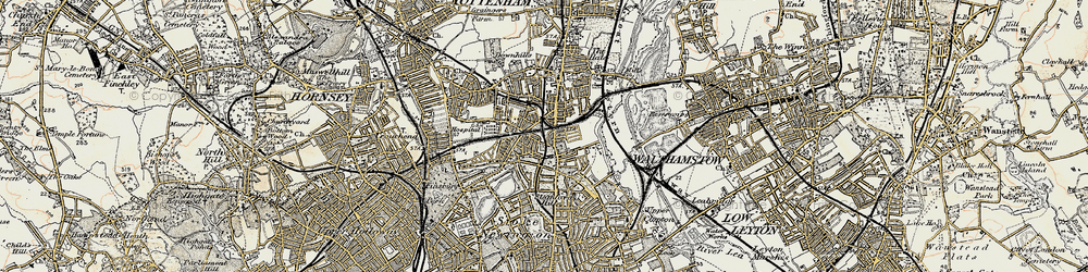 Old map of South Tottenham in 1897-1898