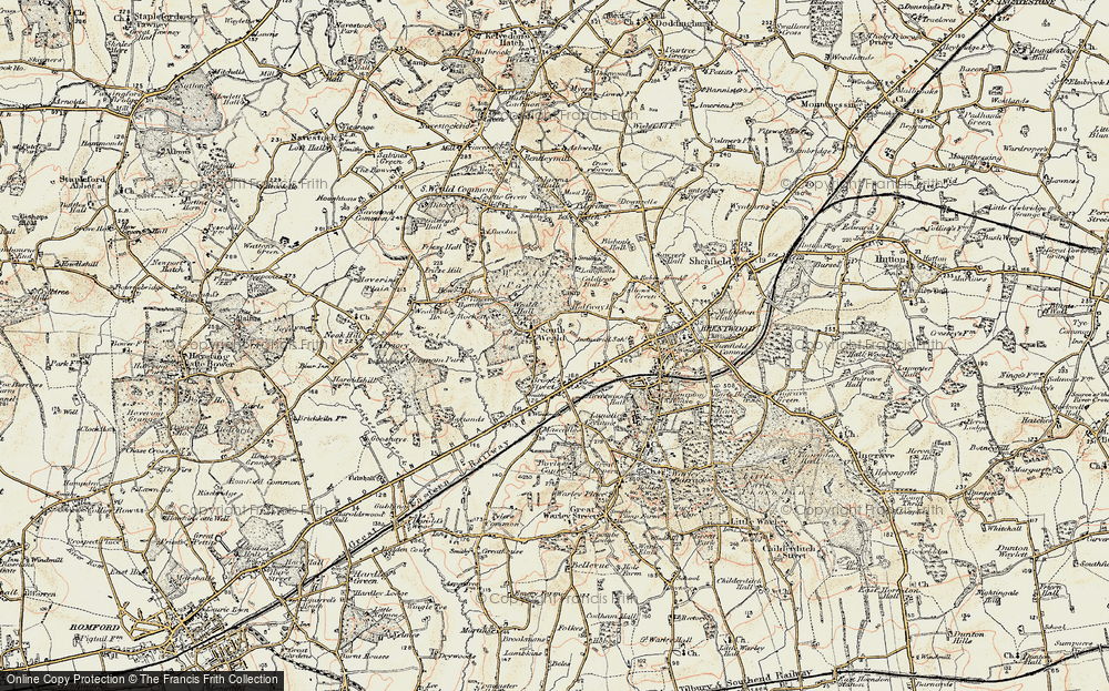 Old Map of South Weald, 1898 in 1898