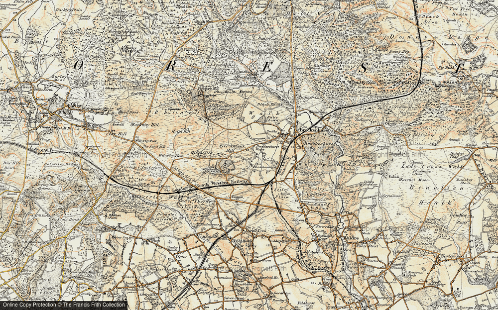 Old Map of Historic Map covering Blackhamsley Ho in 1897-1909