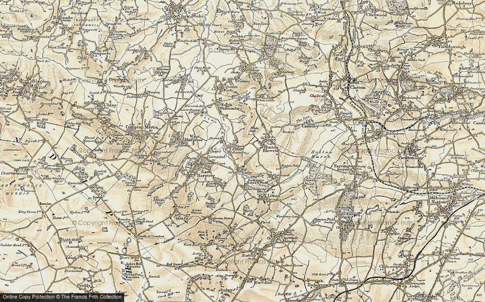 Old Map of Historic Map covering White Hill in 1899
