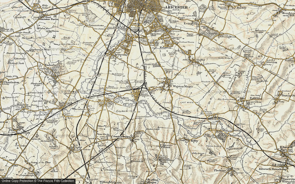 Old Map of Historic Map covering Blaby Hill in 1901-1903