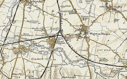 Old map of Blaby Hill in 1901-1903