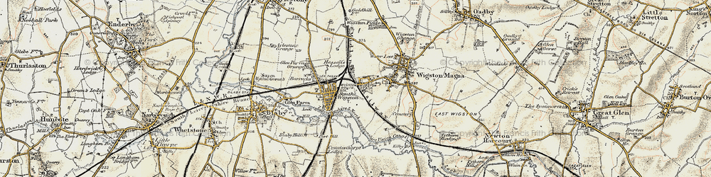 Old map of Blaby Hill in 1901-1903