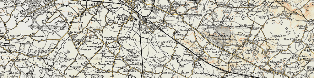 Old map of South Willesborough in 1897-1898