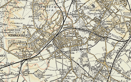Old map of South Wimbledon in 1897-1909