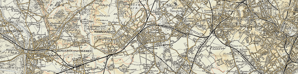 Old map of South Wimbledon in 1897-1909