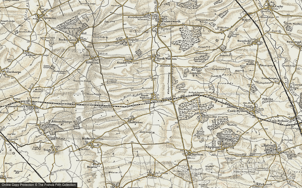 Old Map of Historic Map covering Witham Common in 1901-1903