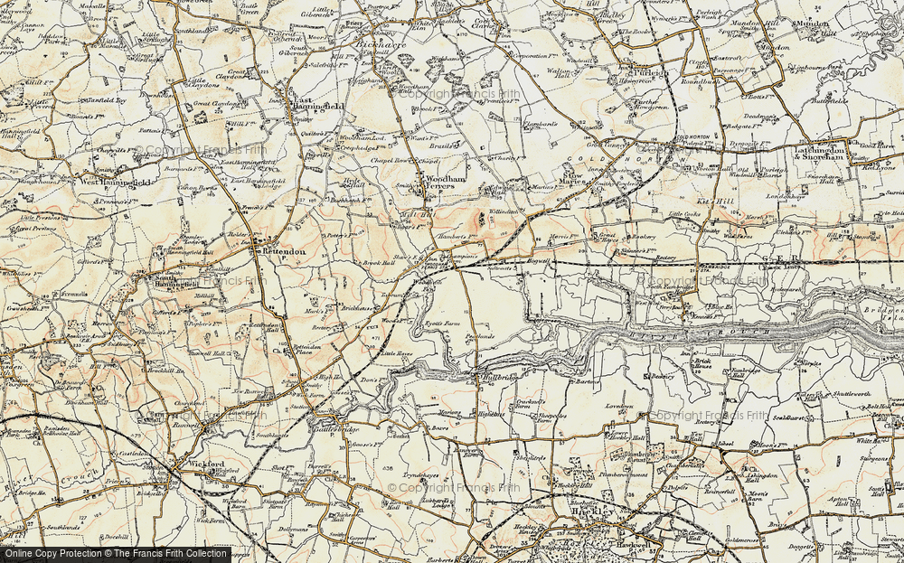 Old Map of Historic Map covering Bushy Hill in 1898