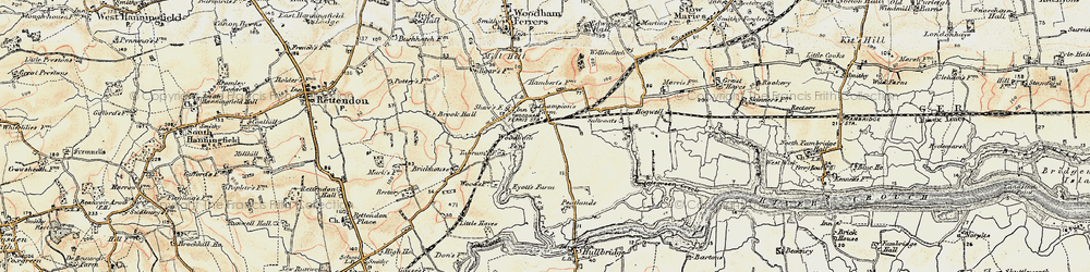 Old map of South Woodham Ferrers in 1898