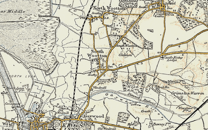 Old map of South Wootton in 1901-1902