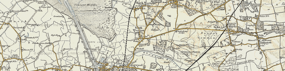 Old map of South Wootton in 1901-1902